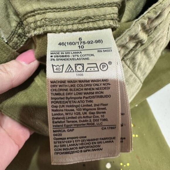 NWT GAP Women's Straight Leg Khaki High Rise Splatter Pants Oak Moss Size 6 - Picture 4 of 14